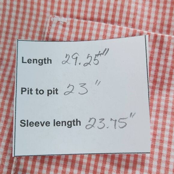 Calvin Klein Orange Gingham Button-Down Shirt Size Large Orange Button-Up Shirt - Picture 7 of 7